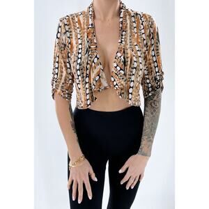 Vintage Y2K Dressbarn Dotted Short Sleeve Shrug Top Size 6